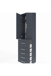 Arges Dolap 3 Raflı 5 Çekmeceli 2 Kapaklı 60x30x221 Antrasit-Antrasit