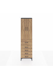 Arges Dolap 3 Raflı 5 Çekmeceli 2 Kapaklı 60x30x221 Antrasit-Çam