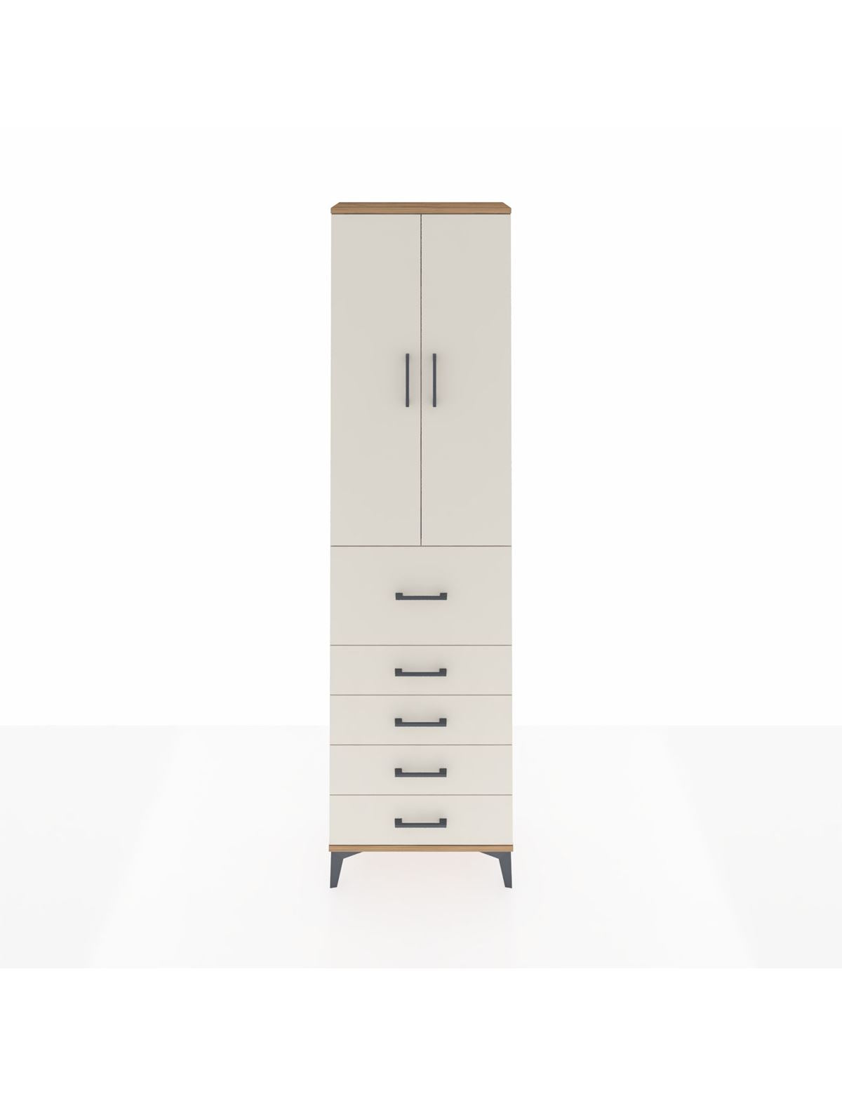 Arges Dolap 3 Raflı 5 Çekmeceli 2 Kapaklı 60x30x221 Çam-Aytaşı