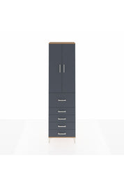 Arges Dolap 3 Raflı 5 Çekmeceli 2 Kapaklı 60x30x221 Çam-Antrasit