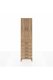 Arges Dolap 3 Raflı 5 Çekmeceli 2 Kapaklı 60x30x221 Çam-Çam