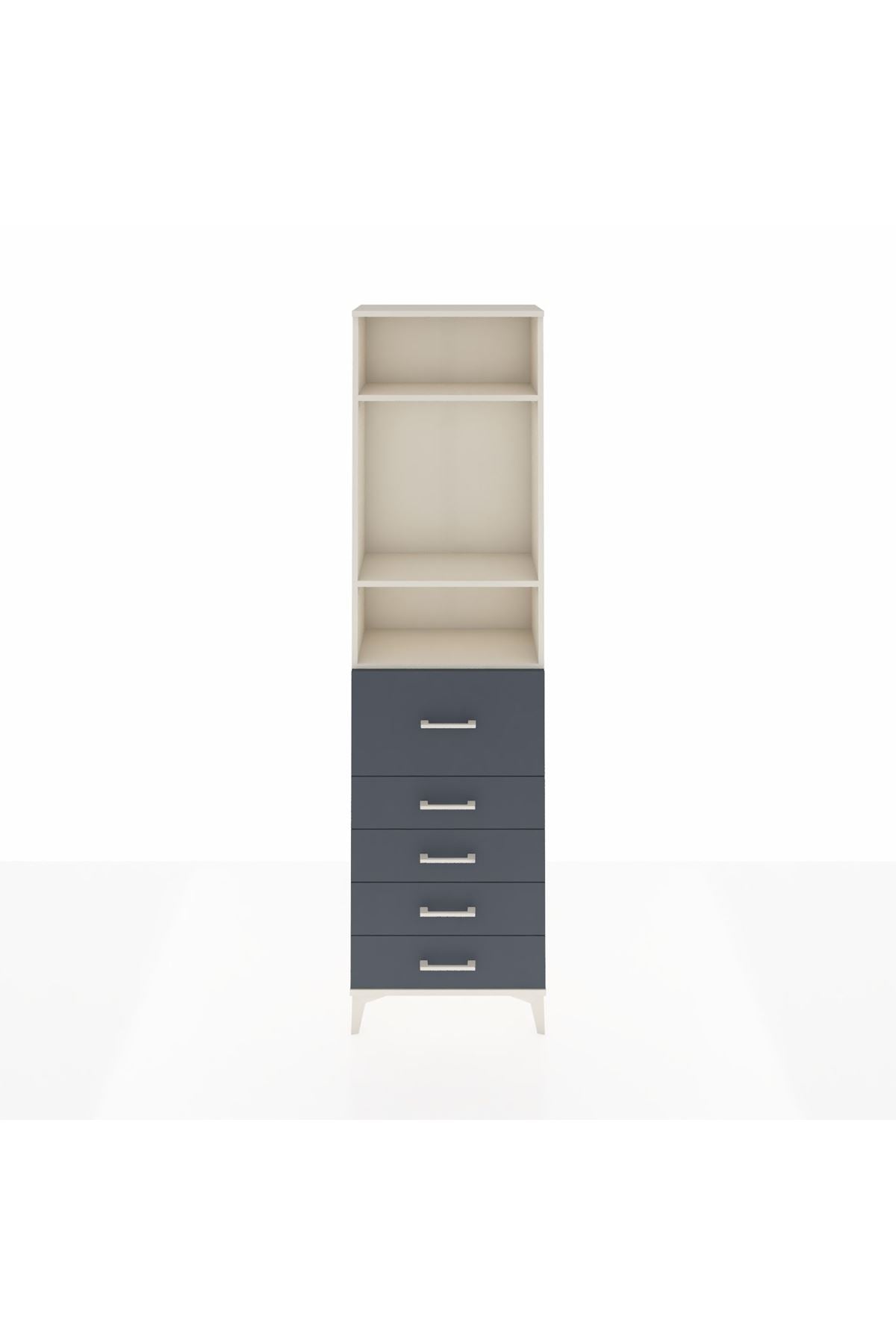 Arges Dolap 3 Raflı 5 Çekmeceli 60x30x221 Aytaşı-Antrasit