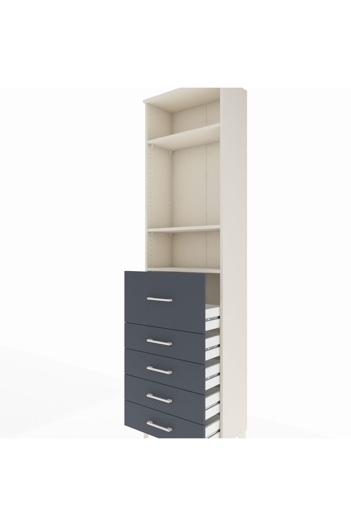 Arges Dolap 3 Raflı 5 Çekmeceli 60x30x221 Aytaşı-Antrasit