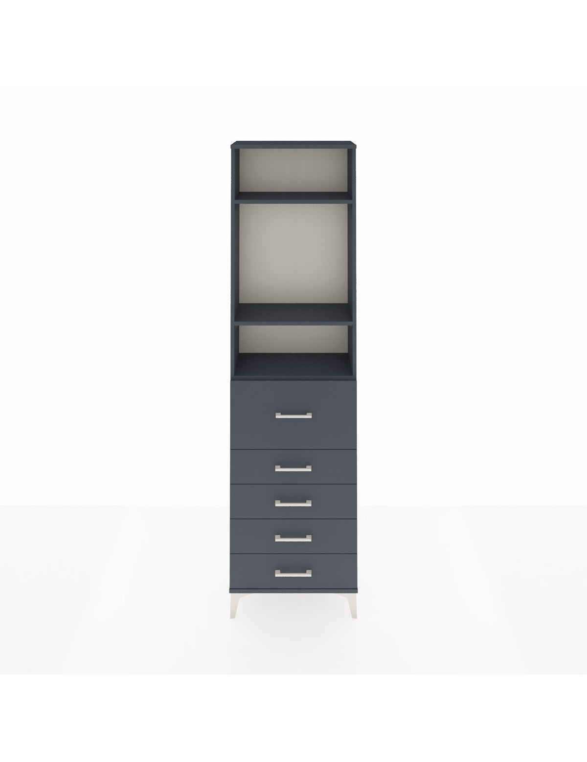 Arges Dolap 3 Raflı 5 Çekmeceli 60x30x221 Antrasit-Antrasit