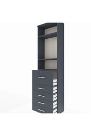 Arges Dolap 3 Raflı 5 Çekmeceli 60x30x221 Antrasit-Antrasit