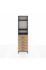 Arges Dolap 3 Raflı 5 Çekmeceli 60x30x221 Antrasit-Çam