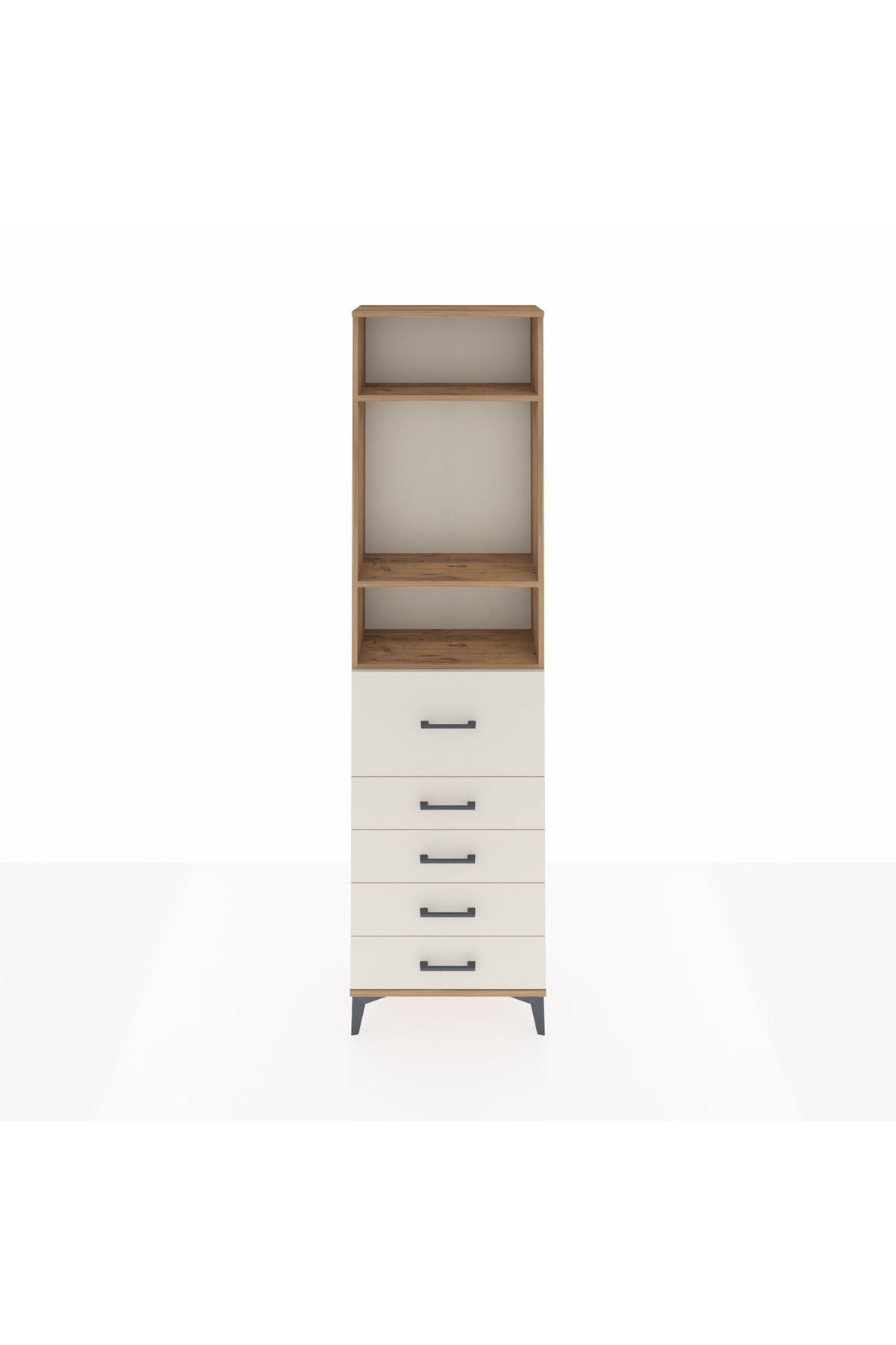 Arges Dolap 3 Raflı 5 Çekmeceli 60x30x221 Çam-Aytaşı