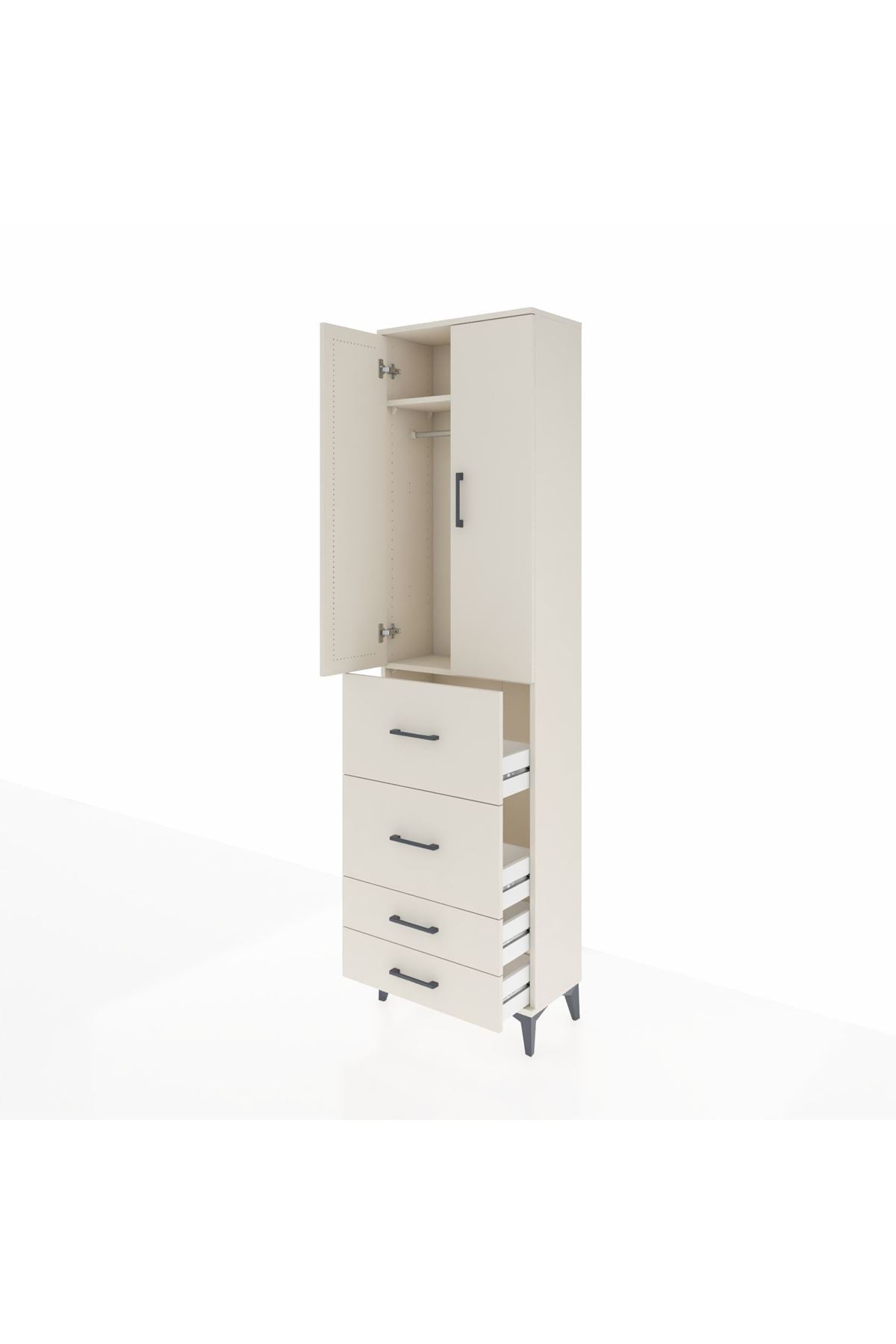 Arges Dolap 2 Raflı 4 Çekmeceli Tek Askılı 60x30x221 Aytaşı-Aytaşı