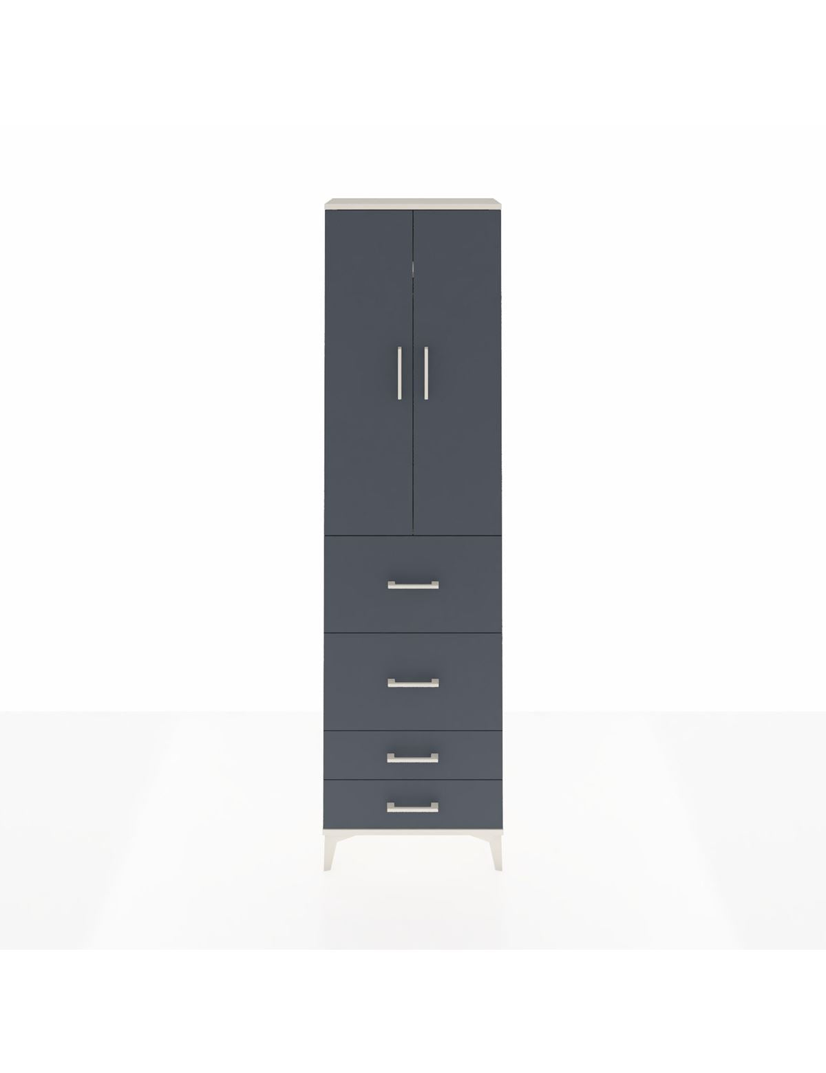 Arges Dolap 2 Raflı 4 Çekmeceli Tek Askılı 60x30x221 Aytaşı-Antrasit