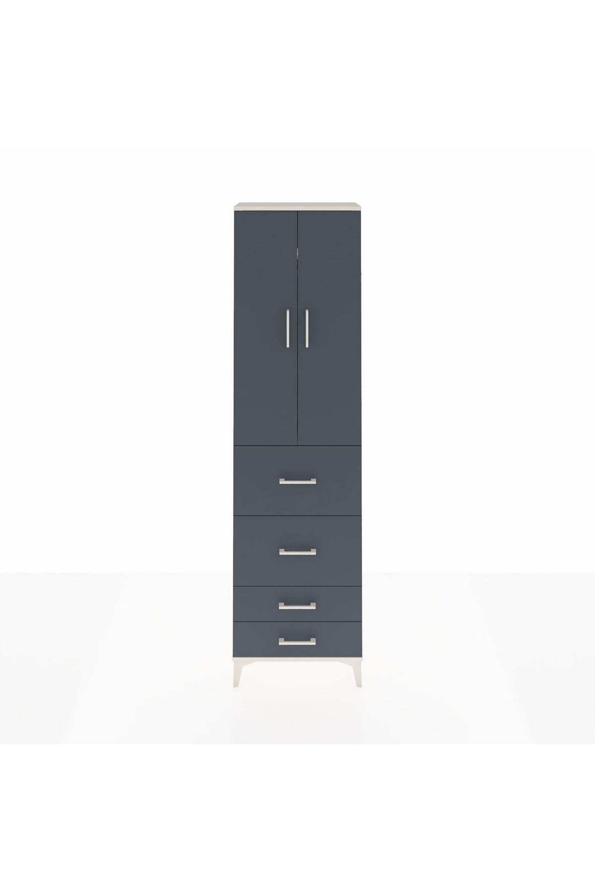 Arges Dolap 2 Raflı 4 Çekmeceli Tek Askılı 60x30x221 Aytaşı-Antrasit