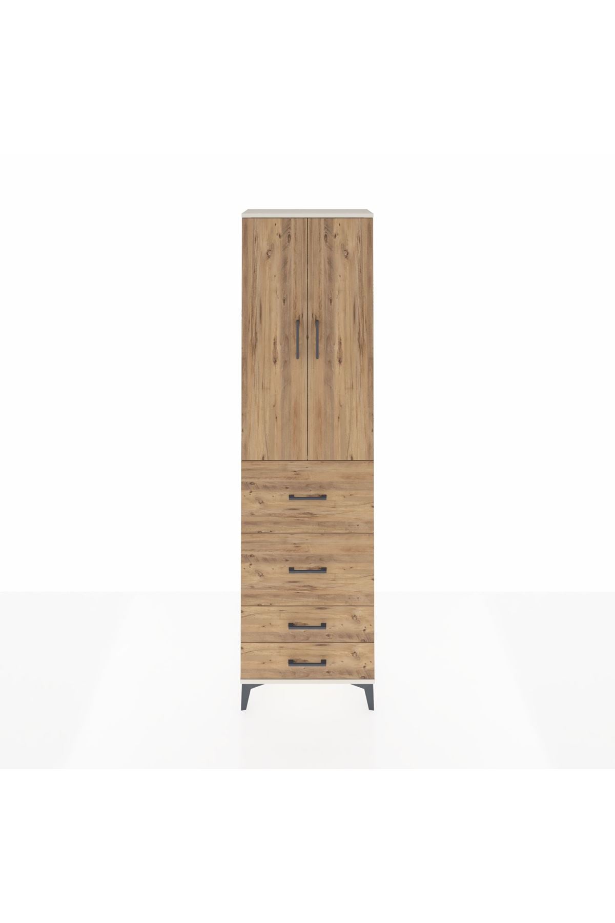 Arges Dolap 2 Raflı 4 Çekmeceli Tek Askılı 60x30x221 Aytaşı-Çam