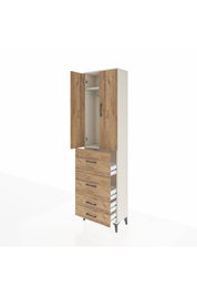 Arges Dolap 2 Raflı 4 Çekmeceli Tek Askılı 60x30x221 Aytaşı-Çam