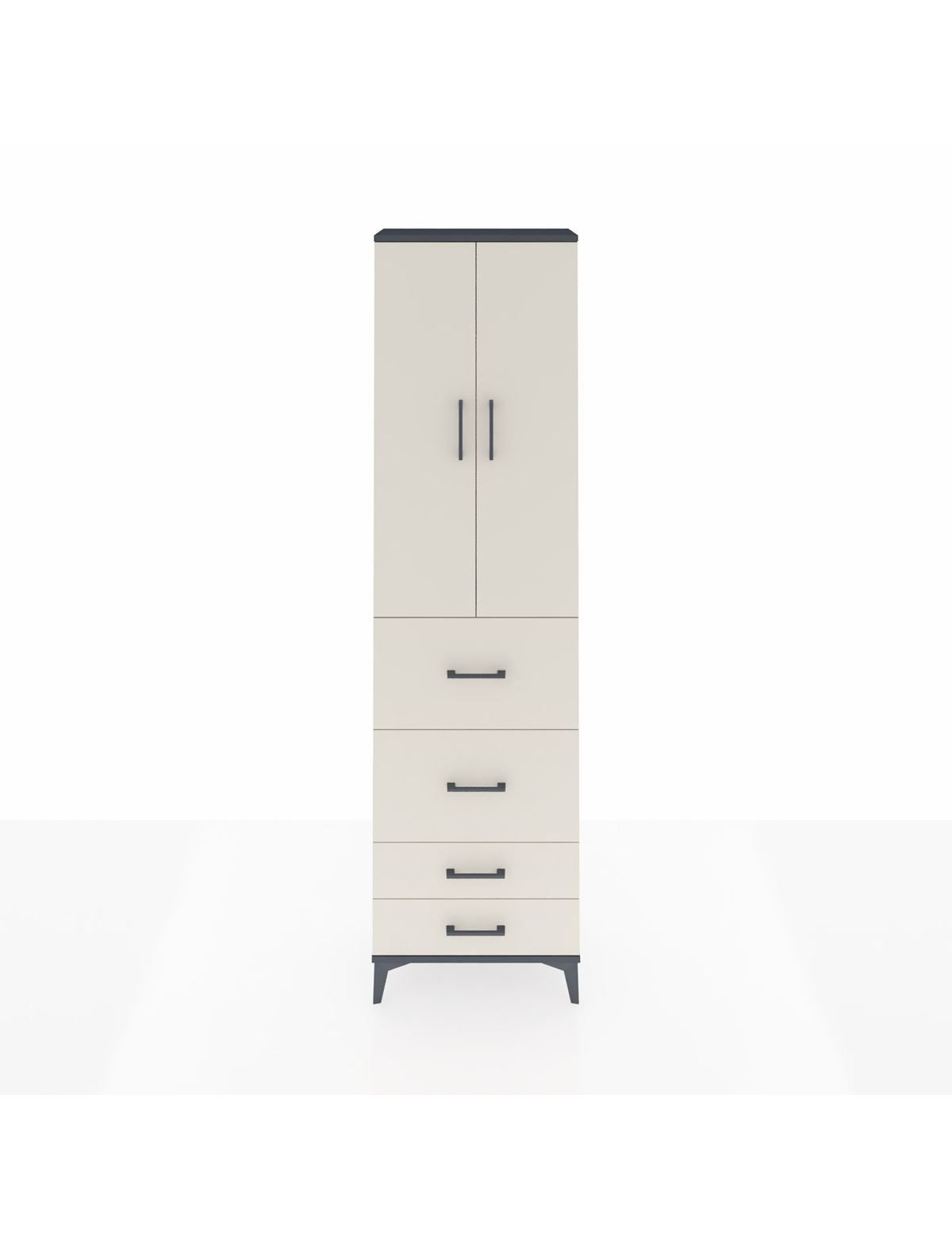 Arges Dolap 2 Raflı 4 Çekmeceli Tek Askılı 60x30x221 Antrasit-Aytaşı