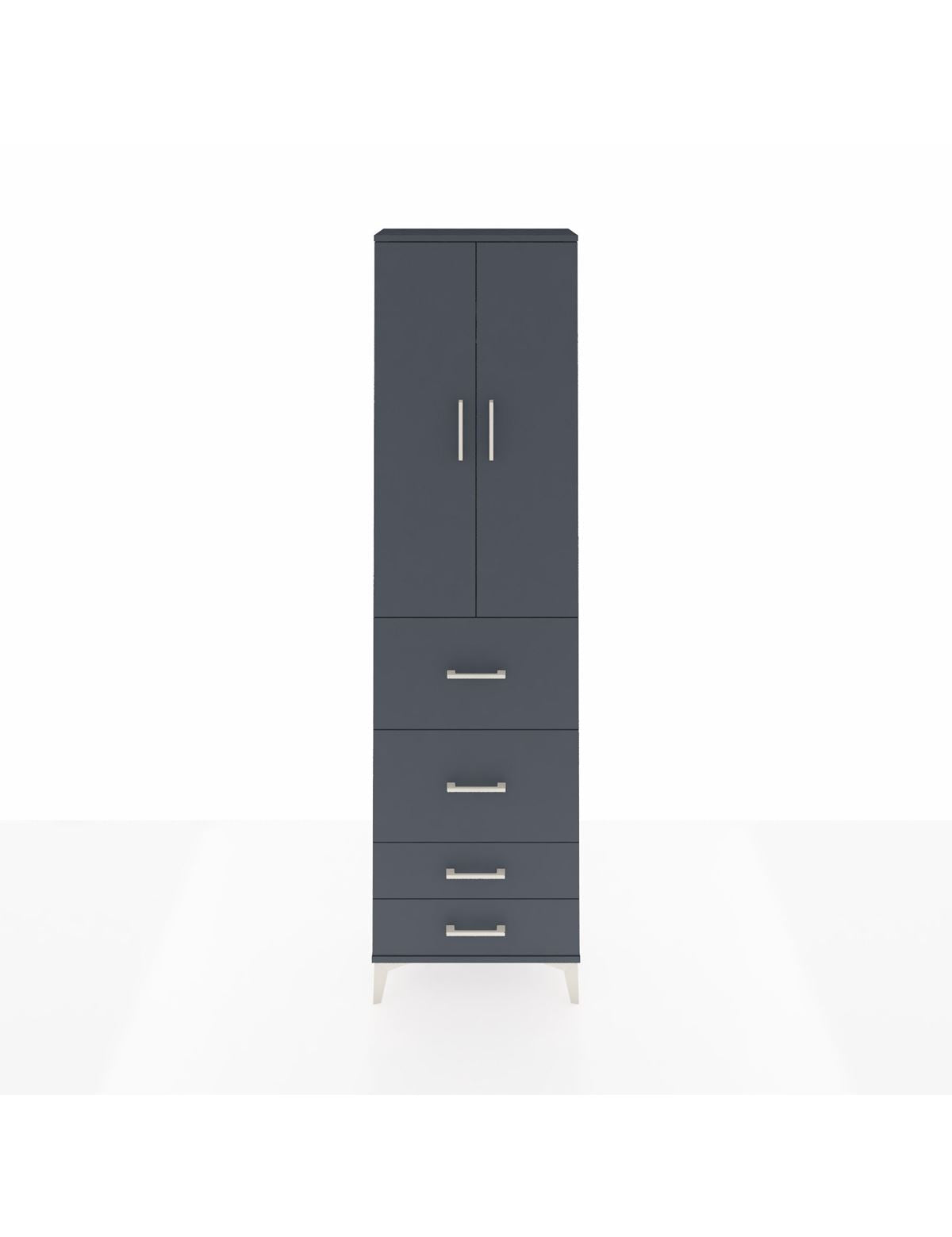 Arges Dolap 2 Raflı 4 Çekmeceli Tek Askılı 60x30x221 Antrasit-Antrasit