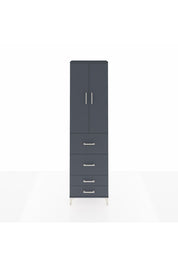 Arges Dolap 2 Raflı 4 Çekmeceli Tek Askılı 60x30x221 Antrasit-Antrasit