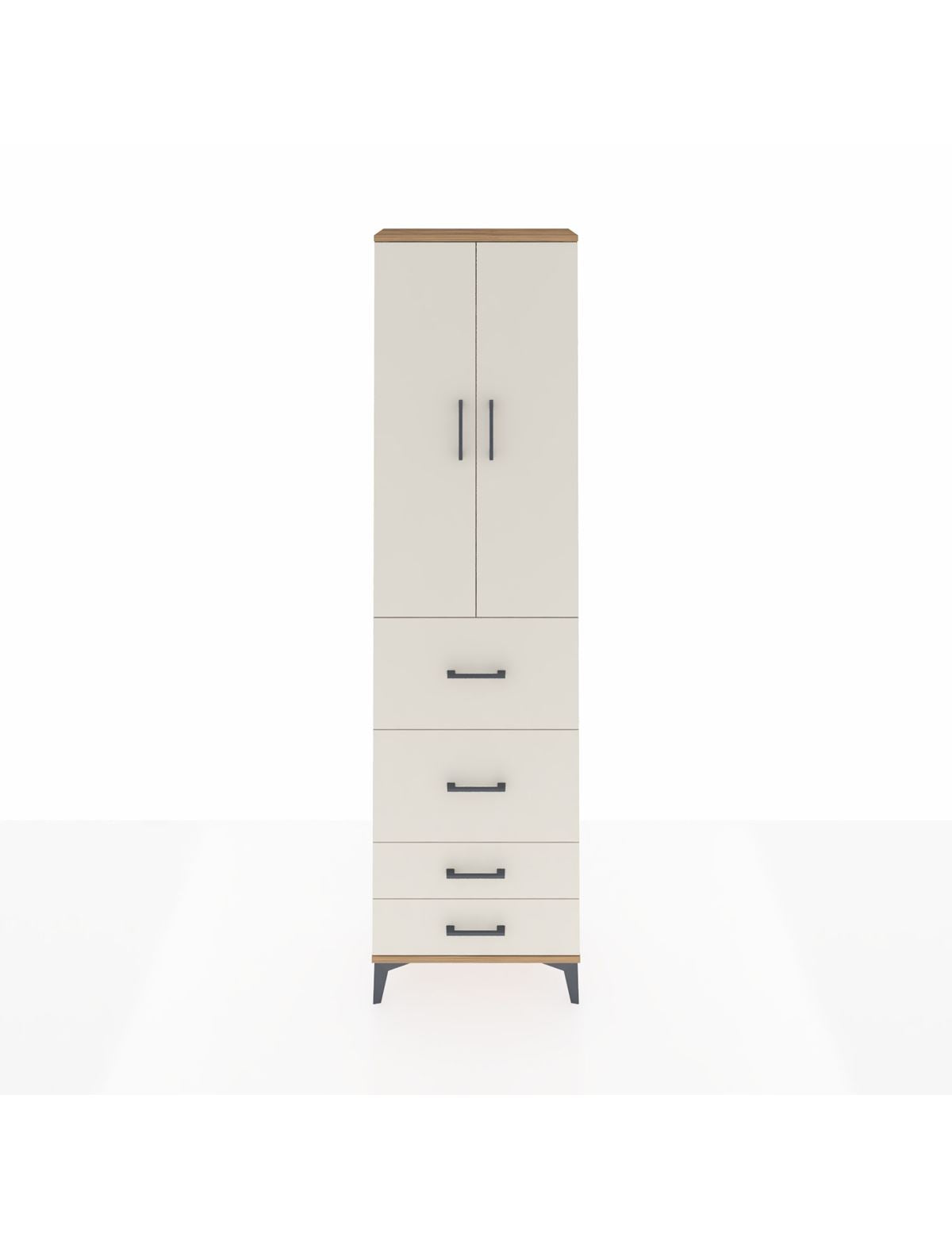 Arges Dolap 2 Raflı 4 Çekmeceli Tek Askılı 60x30x221 Çam-Aytaşı