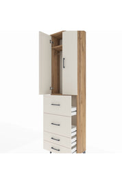 Arges Dolap 2 Raflı 4 Çekmeceli Tek Askılı 60x30x221 Çam-Aytaşı