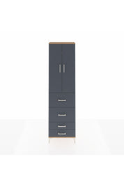 Arges Dolap 2 Raflı 4 Çekmeceli Tek Askılı 60x30x221 Çam-Antrasit