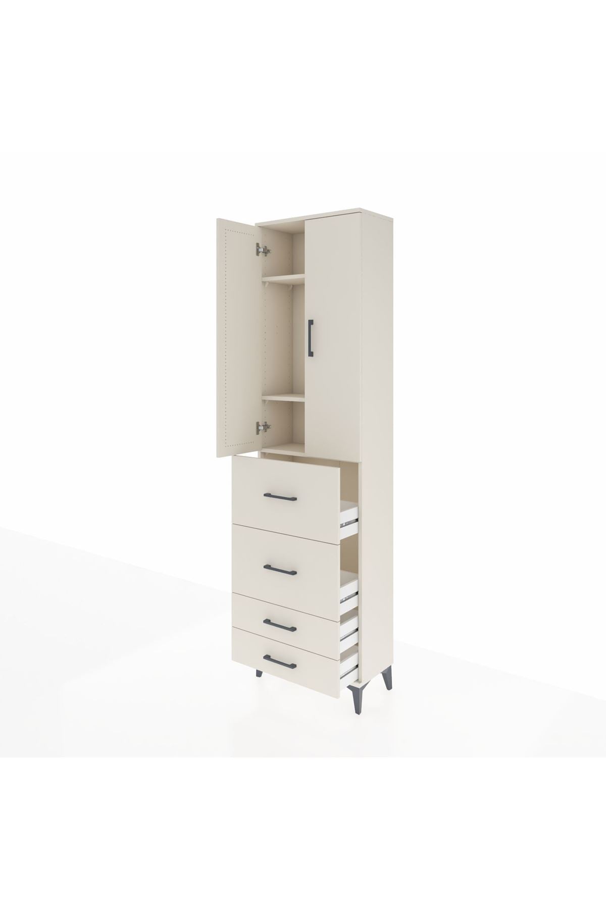 Arges Dolap 3 Raflı 4 Çekmeceli 2 Kapaklı 60x30x221 Aytaşı-Aytaşı