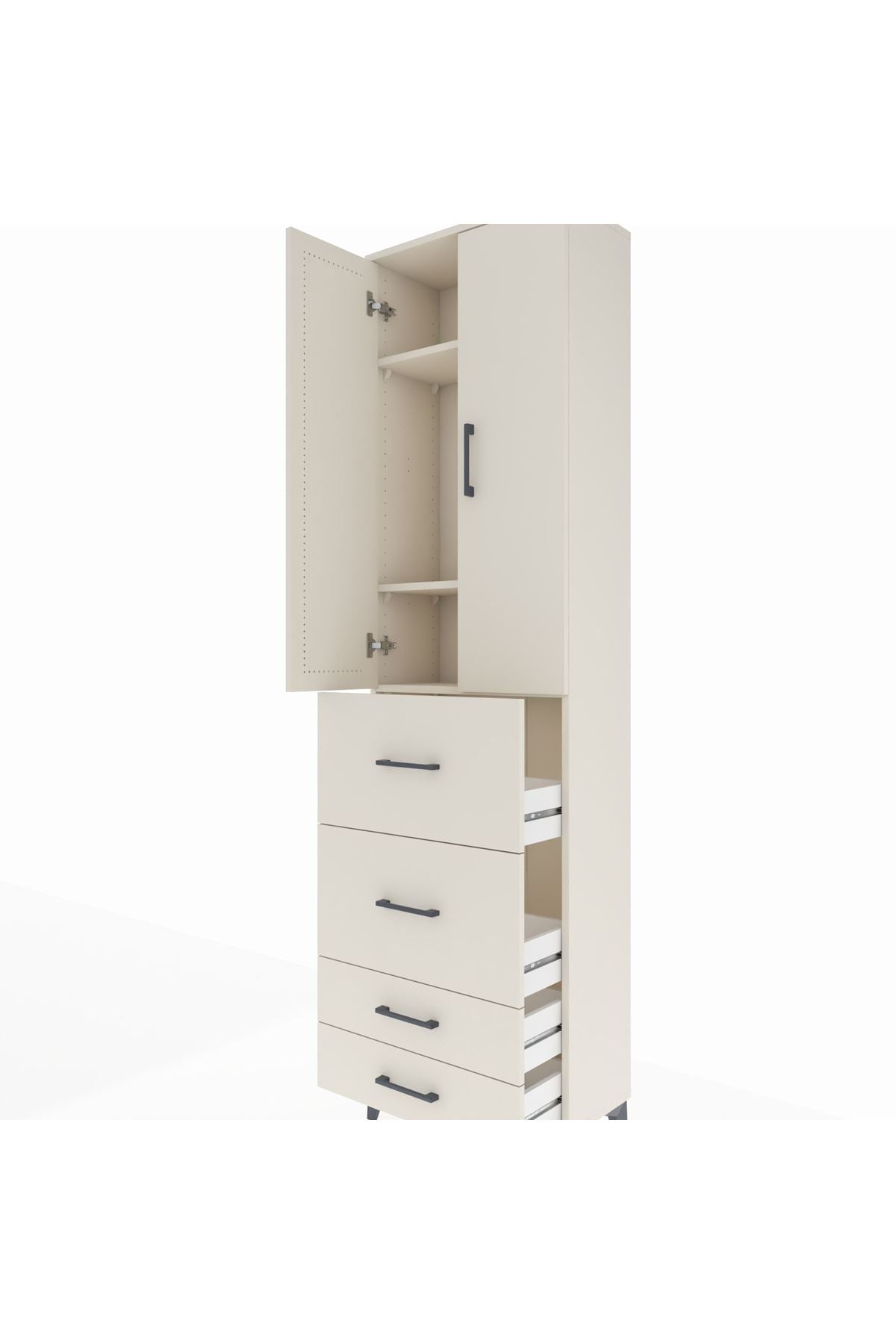 Arges Dolap 3 Raflı 4 Çekmeceli 2 Kapaklı 60x30x221 Aytaşı-Aytaşı