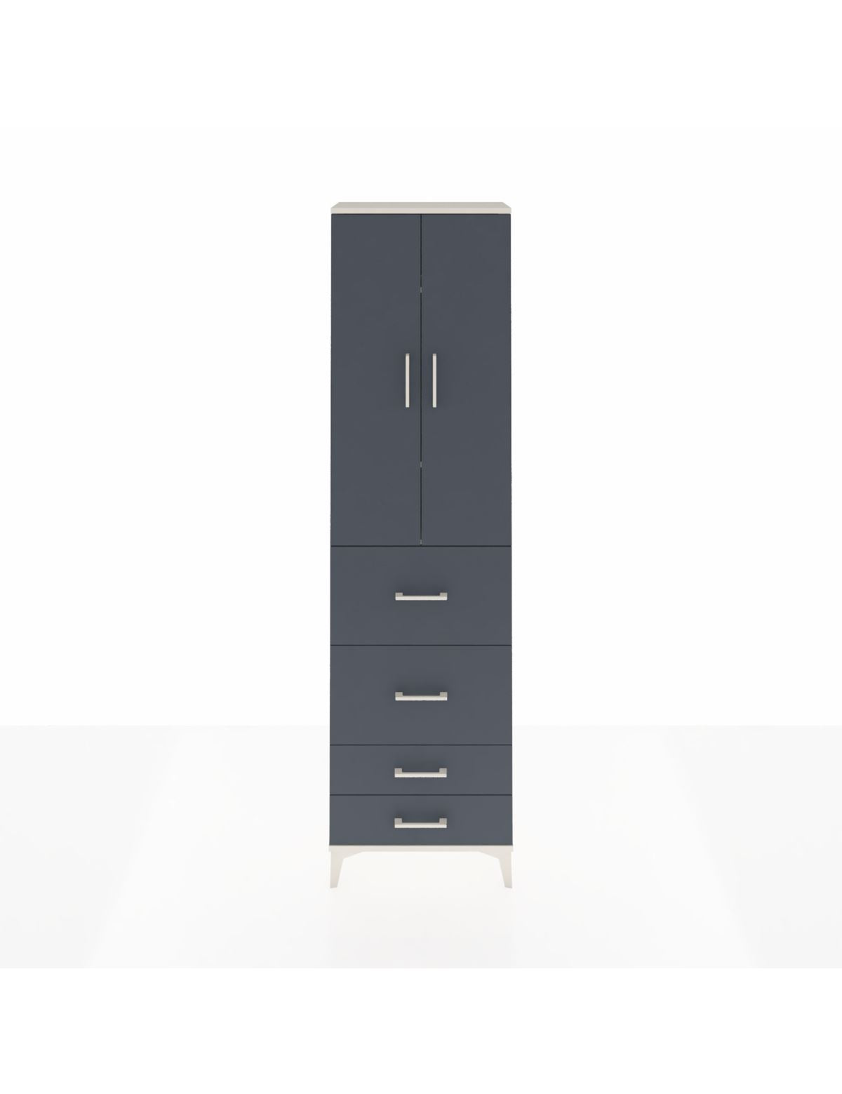 Arges Dolap 3 Raflı 4 Çekmeceli 2 Kapaklı 60x30x221 Aytaşı-Antrasit