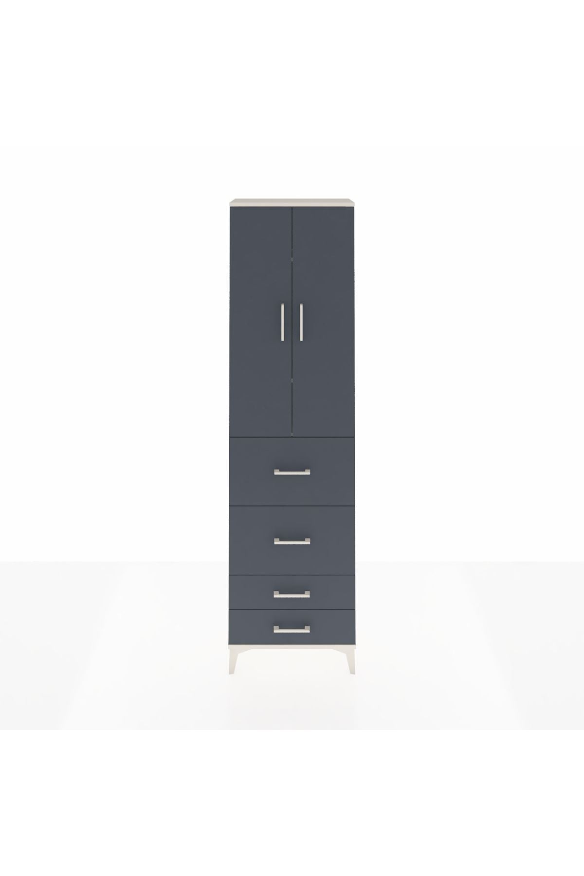 Arges Dolap 3 Raflı 4 Çekmeceli 2 Kapaklı 60x30x221 Aytaşı-Antrasit