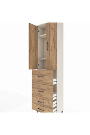 Arges Dolap 3 Raflı 4 Çekmeceli 2 Kapaklı 60x30x221 Aytaşı-Çam