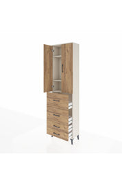 Arges Dolap 3 Raflı 4 Çekmeceli 2 Kapaklı 60x30x221 Aytaşı-Çam