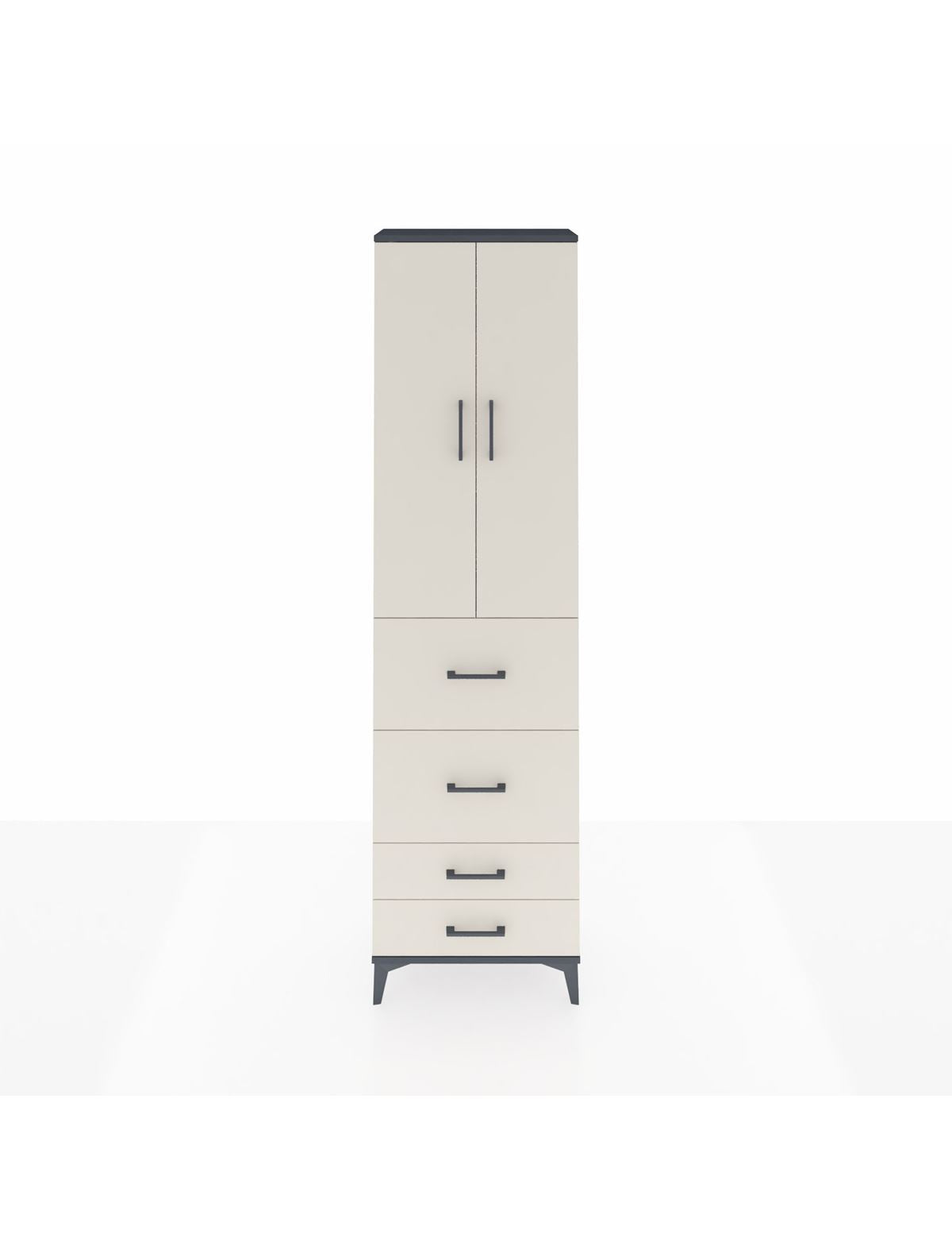 Arges Dolap 3 Raflı 4 Çekmeceli 2 Kapaklı 60x30x221 Antrasit-Aytaşı