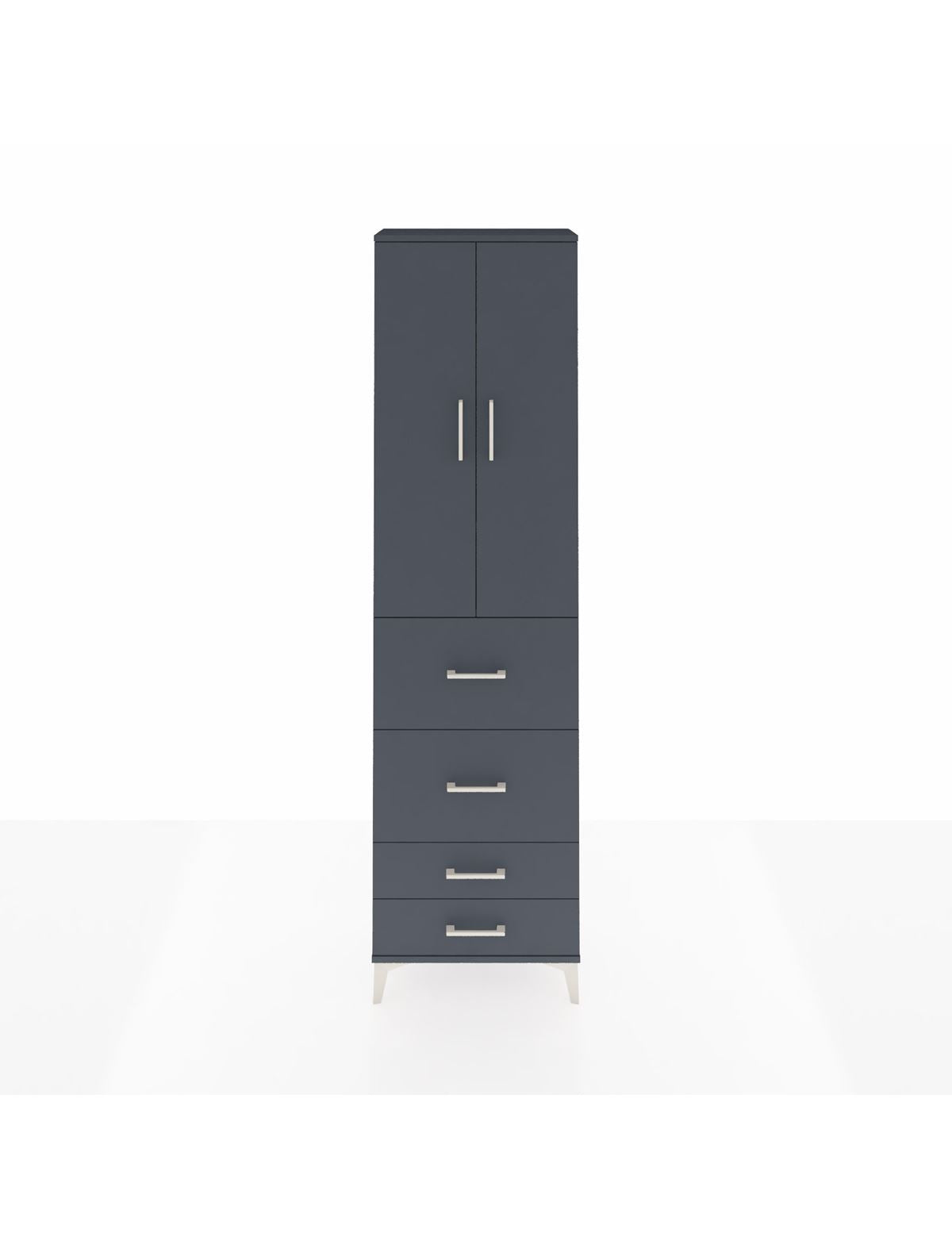 Arges Dolap 3 Raflı 4 Çekmeceli 2 Kapaklı 60x30x221 Antrasit-Antrasit