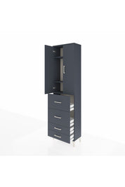 Arges Dolap 3 Raflı 4 Çekmeceli 2 Kapaklı 60x30x221 Antrasit-Antrasit