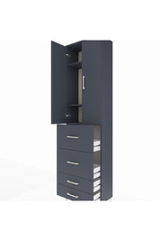 Arges Dolap 3 Raflı 4 Çekmeceli 2 Kapaklı 60x30x221 Antrasit-Antrasit