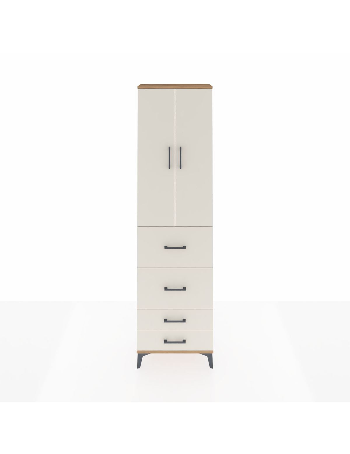 Arges Dolap 3 Raflı 4 Çekmeceli 2 Kapaklı 60x30x221 Çam-Aytaşı