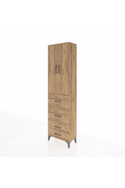 Arges Dolap 3 Raflı 4 Çekmeceli 2 Kapaklı 60x30x221 Çam-Çam