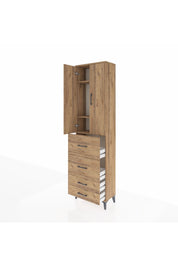 Arges Dolap 3 Raflı 4 Çekmeceli 2 Kapaklı 60x30x221 Çam-Çam