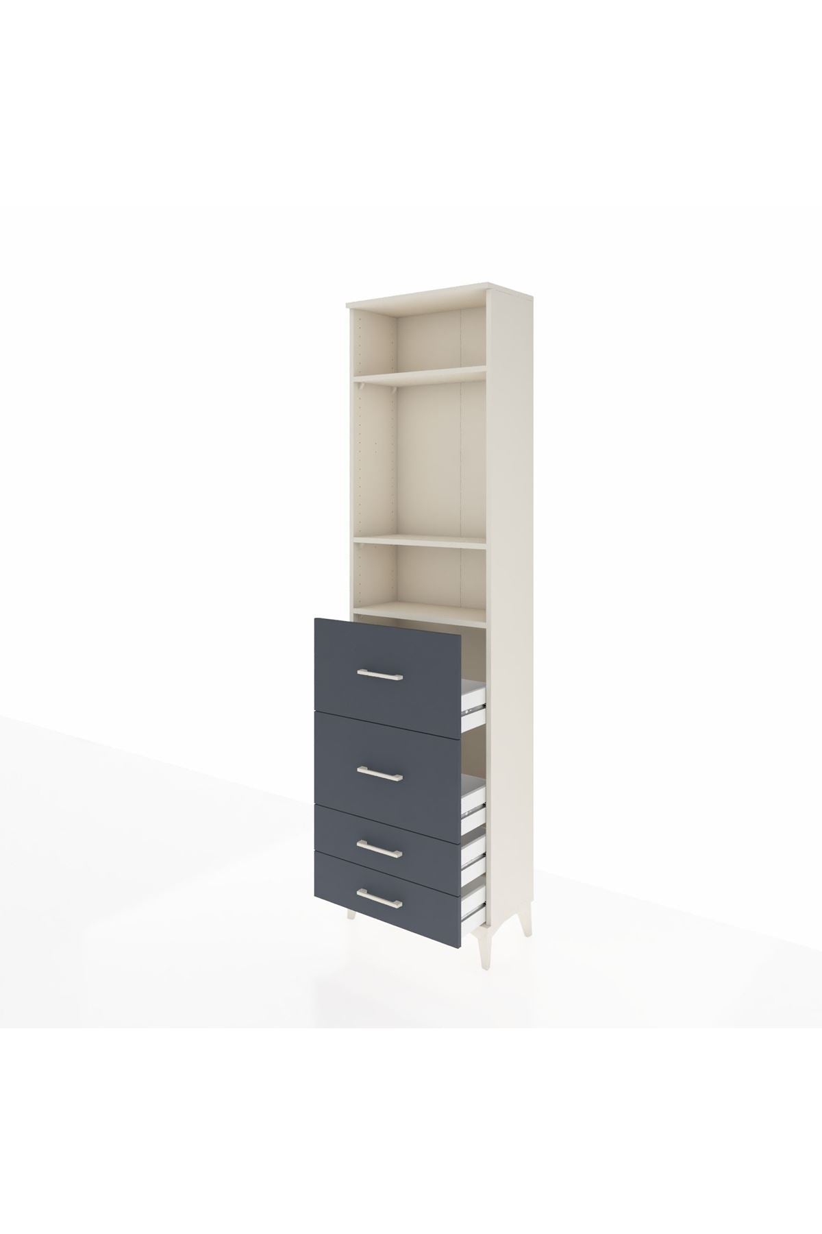 Arges Dolap 3 Raflı 4 Çekmeceli 60x30x221 Aytaşı-Antrasit