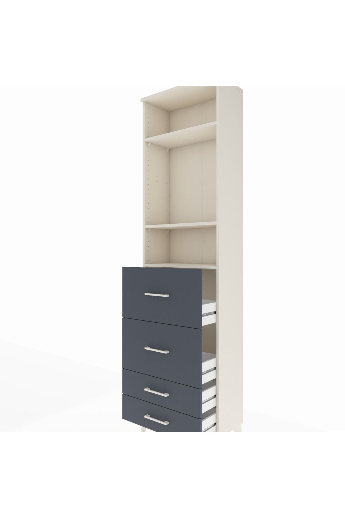 Arges Dolap 3 Raflı 4 Çekmeceli 60x30x221 Aytaşı-Antrasit