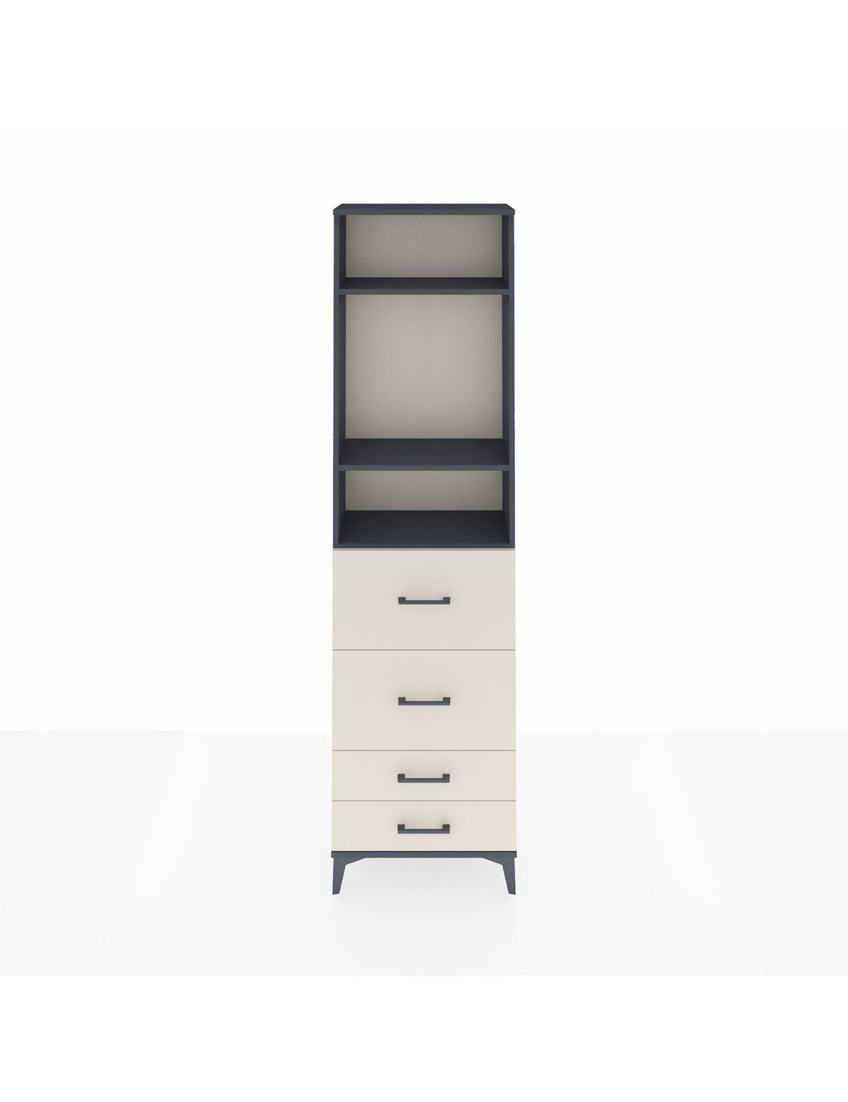 Arges Dolap 3 Raflı 4 Çekmeceli 60x30x221 Antrasit-Aytaşı