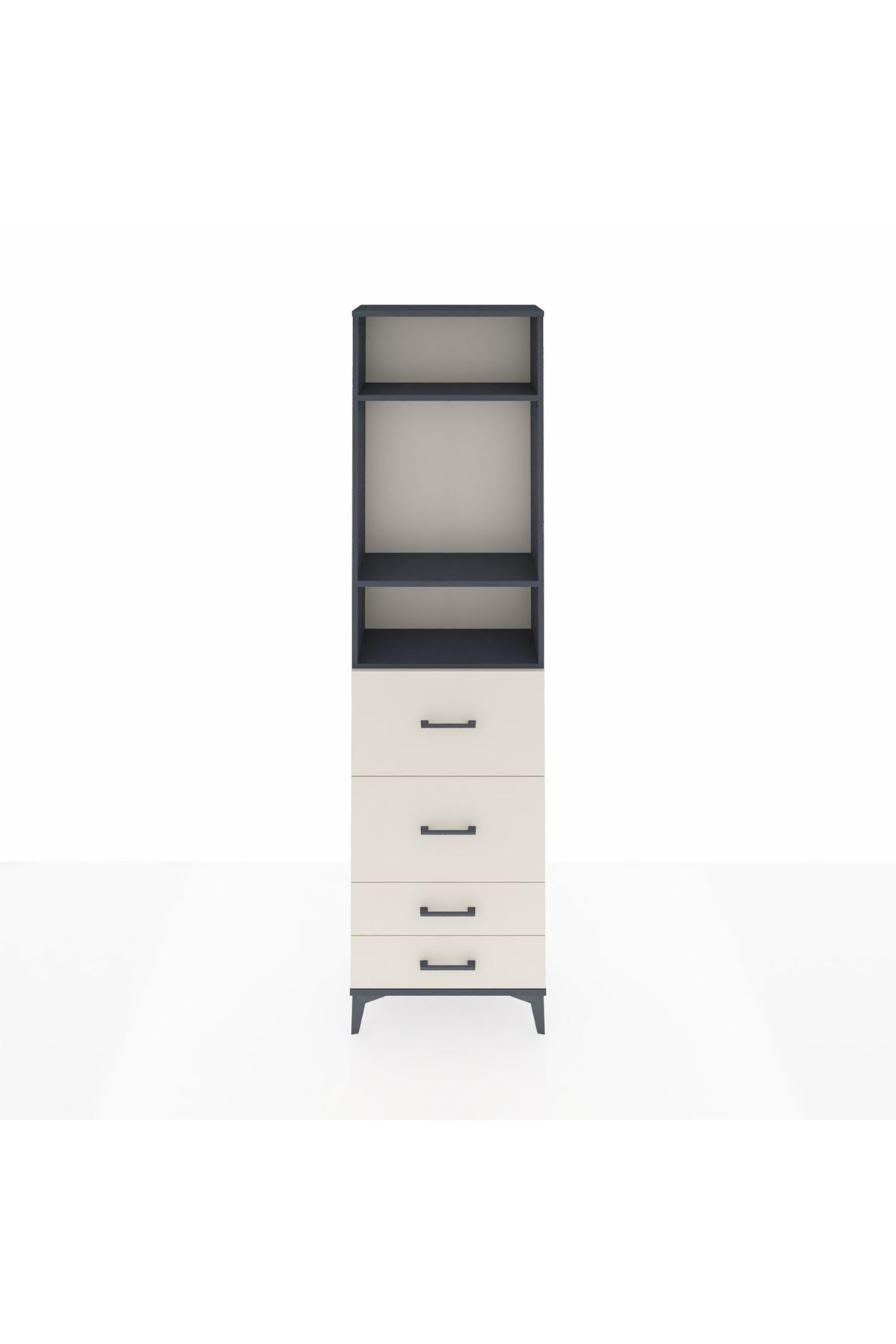 Arges Dolap 3 Raflı 4 Çekmeceli 60x30x221 Antrasit-Aytaşı