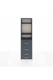 Arges Dolap 3 Raflı 4 Çekmeceli 60x30x221 Antrasit-Antrasit