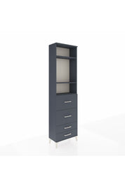 Arges Dolap 3 Raflı 4 Çekmeceli 60x30x221 Antrasit-Antrasit