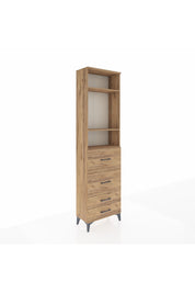 Arges Dolap 3 Raflı 4 Çekmeceli 60x30x221 Çam-Çam