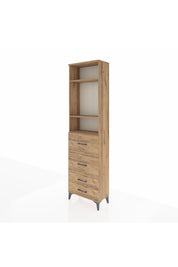 Arges Dolap 3 Raflı 4 Çekmeceli 60x30x221 Çam-Çam