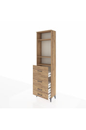 Arges Dolap 3 Raflı 4 Çekmeceli 60x30x221 Çam-Çam