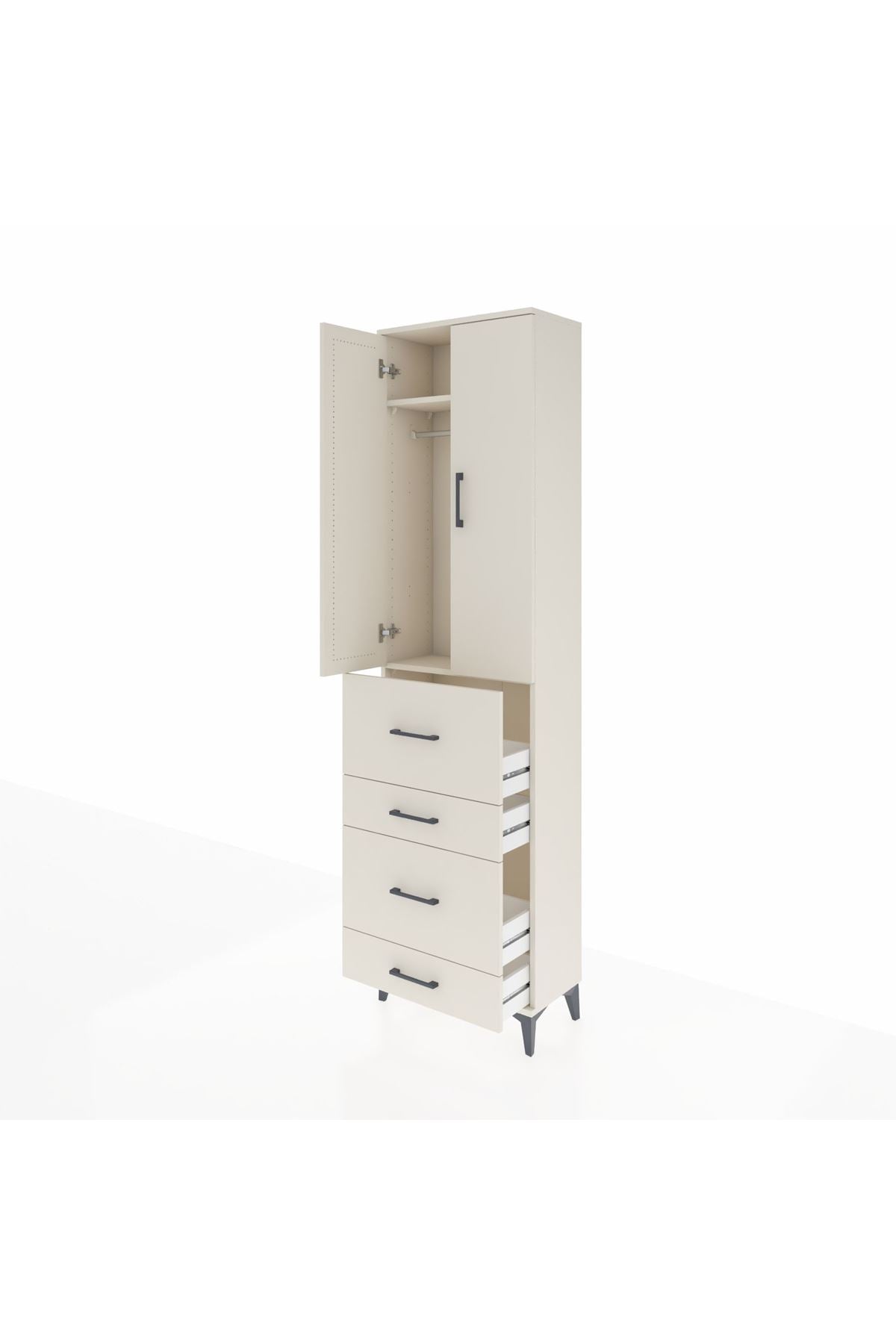 Arges Dolap 2 Raflı 4 Çekmeceli Tek Askılı 60x30x221 Aytaşı-Aytaşı