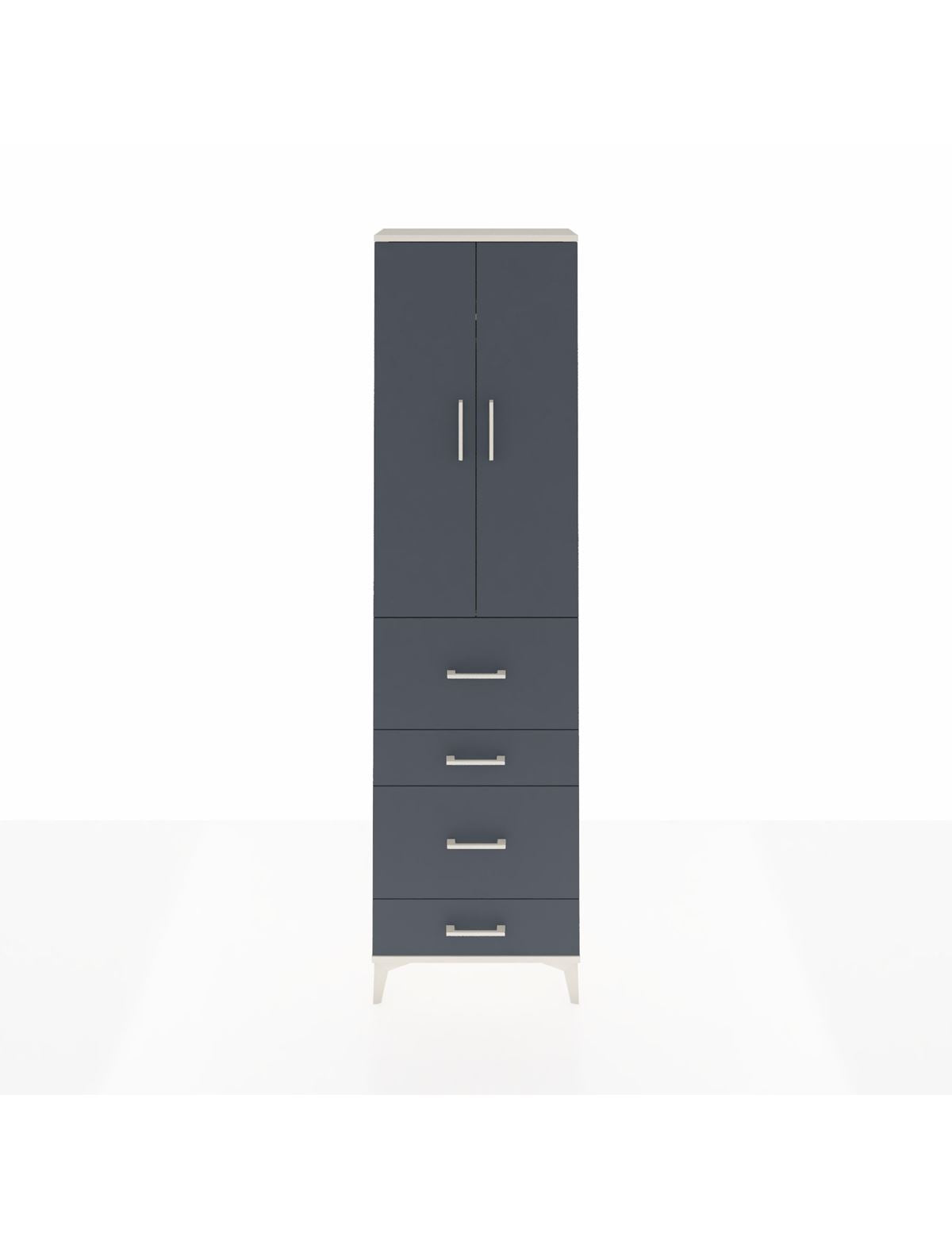 Arges Dolap 2 Raflı 4 Çekmeceli Tek Askılı 60x30x221 Aytaşı-Antrasit