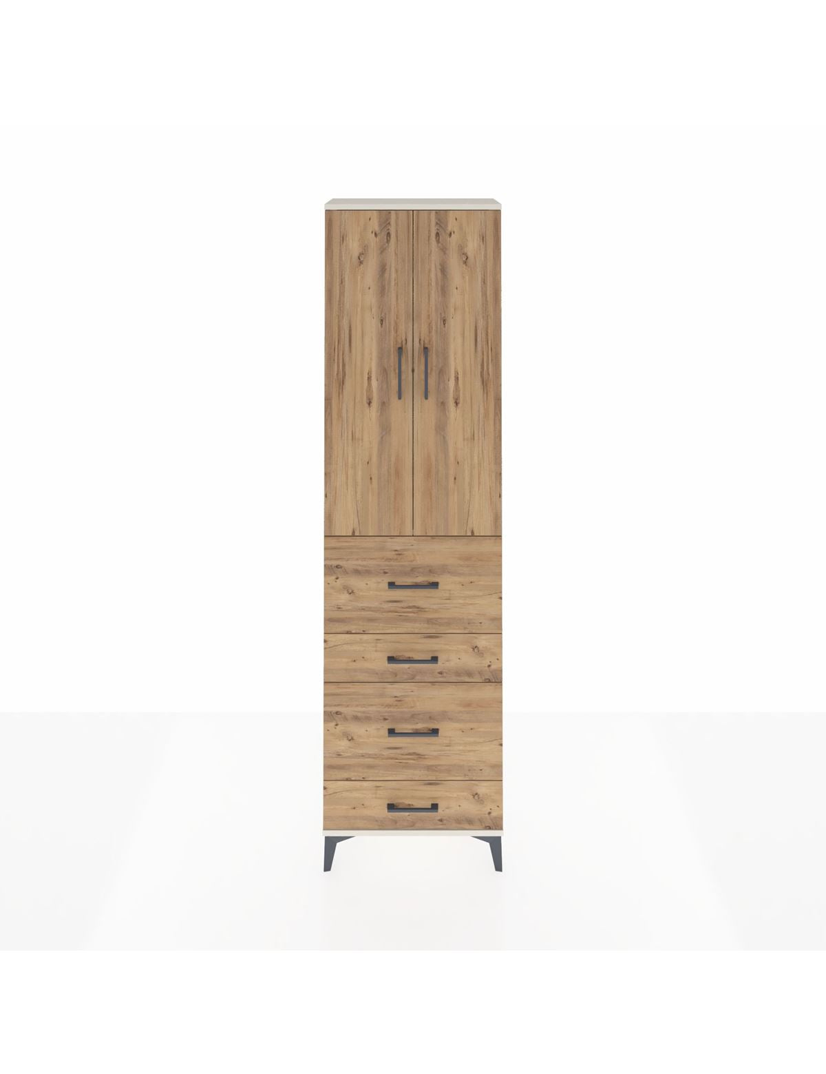 Arges Dolap 2 Raflı 4 Çekmeceli Tek Askılı 60x30x221 Aytaşı-Çam