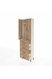 Arges Dolap 2 Raflı 4 Çekmeceli Tek Askılı 60x30x221 Aytaşı-Çam