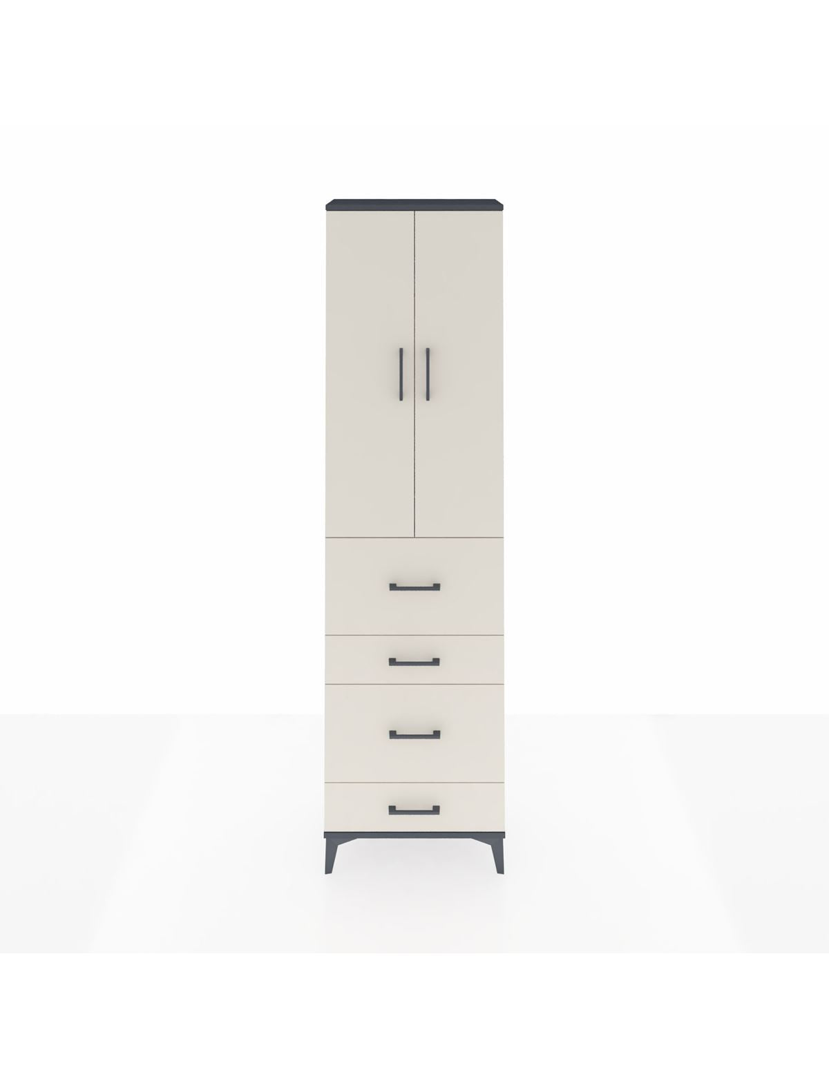 Arges Dolap 2 Raflı 4 Çekmeceli Tek Askılı 60x30x221 Antrasit-Aytaşı