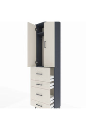 Arges Dolap 2 Raflı 4 Çekmeceli Tek Askılı 60x30x221 Antrasit-Aytaşı